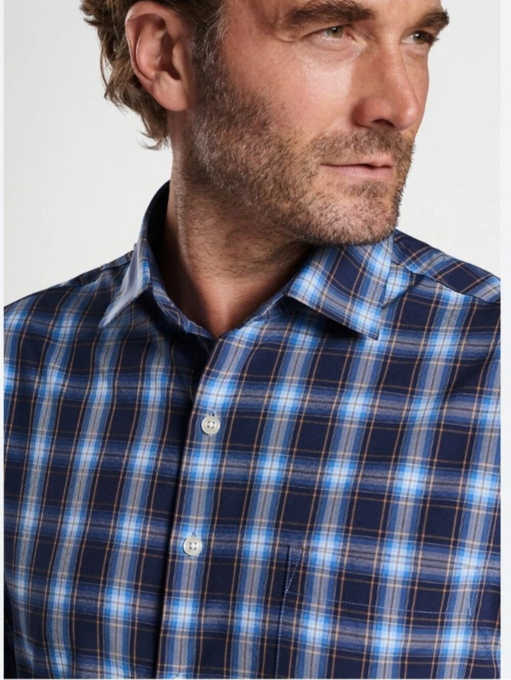 Peter Millar | Randall Blue Plaid Performance Poplin Button Down Shirt